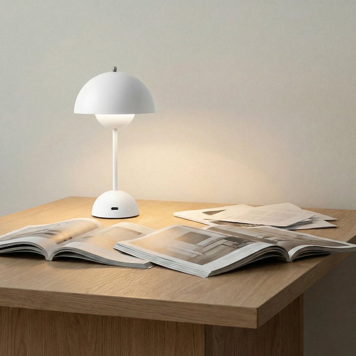 Sculpted Gloss Finish Dome Table Lamp, Modern Design, 12 Inches Tall | Temsk