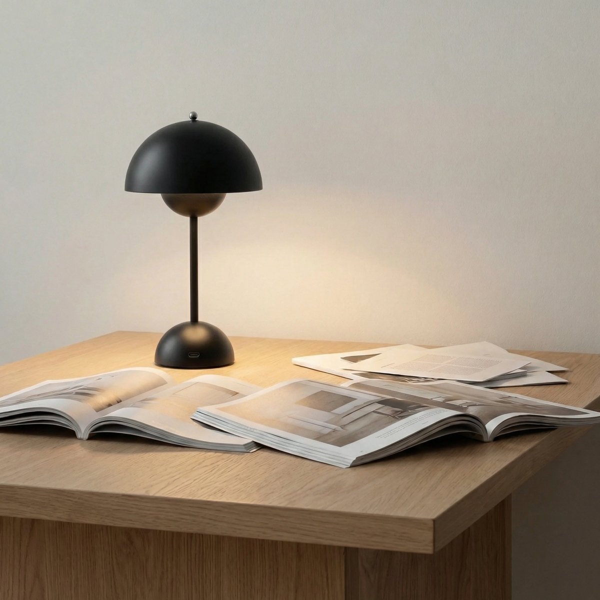 Sculpted Gloss Finish Dome Table Lamp, Modern Design, 12 Inches Tall | Temsk