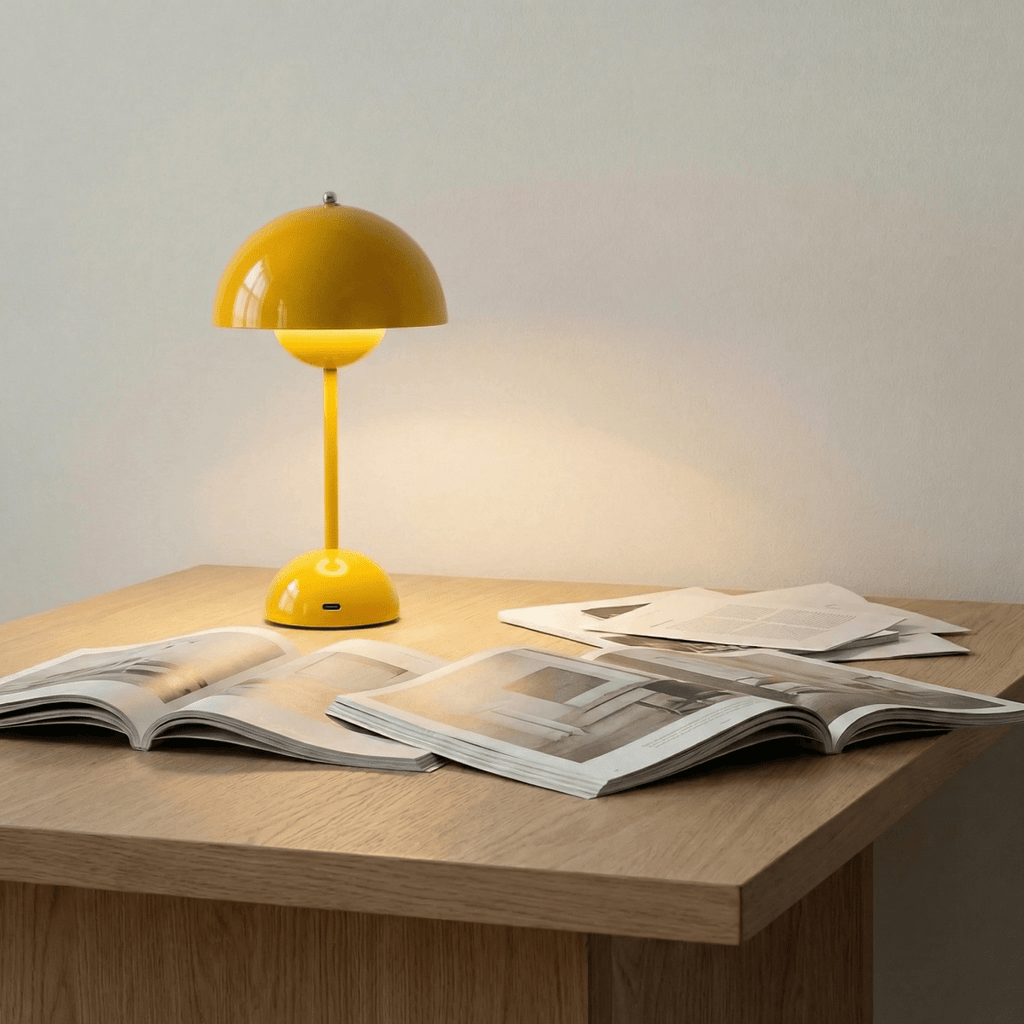 Sculpted Gloss Finish Dome Table Lamp, Modern Design, 12 Inches Tall | Temsk