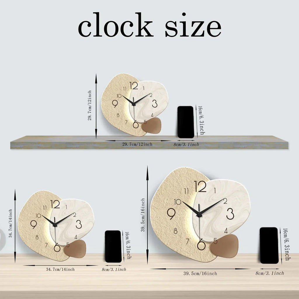 TempoStone Wanduhr mit geräuschlosem Quarzuhrwerk für moderne Räume | Temsk