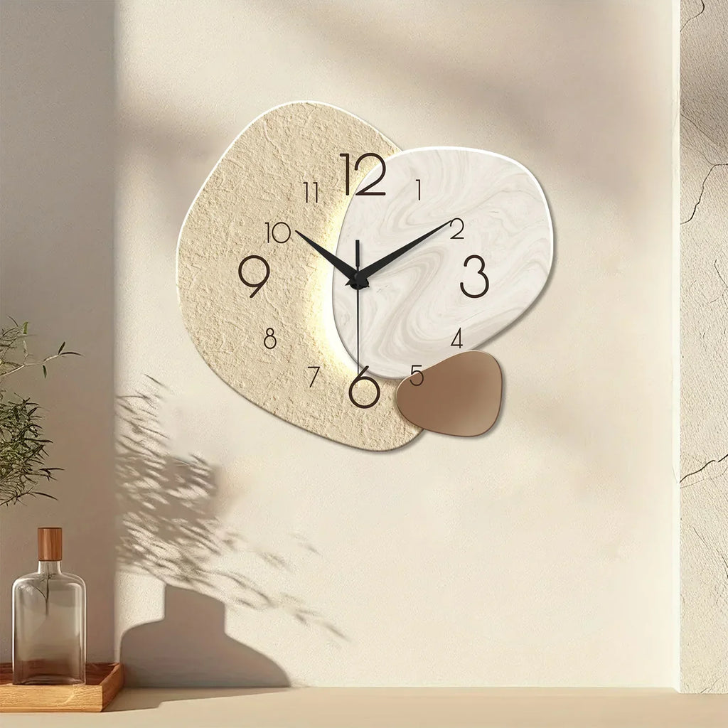 TempoStone Wanduhr mit geräuschlosem Quarzuhrwerk für moderne Räume | Temsk