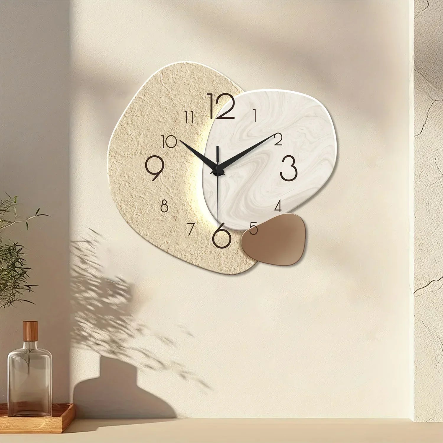 TempoStone Wanduhr mit geräuschlosem Quarzuhrwerk für moderne Räume | Temsk