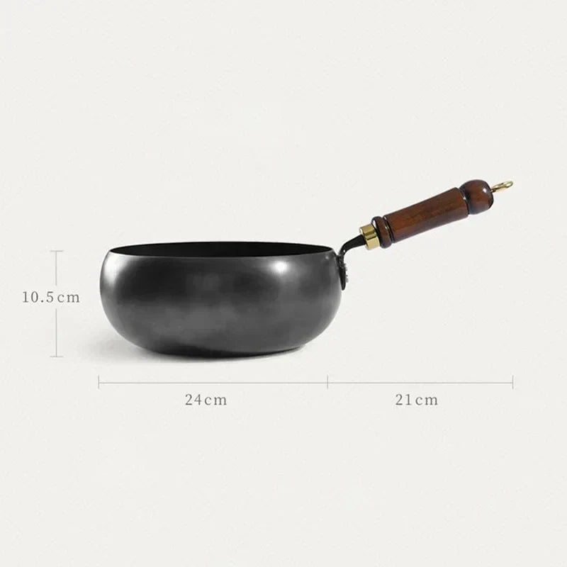ForgeRoot Hand Forged Cast Iron Pan With Wooden Handle And Optional Lid (24/28 cm) | Temsk