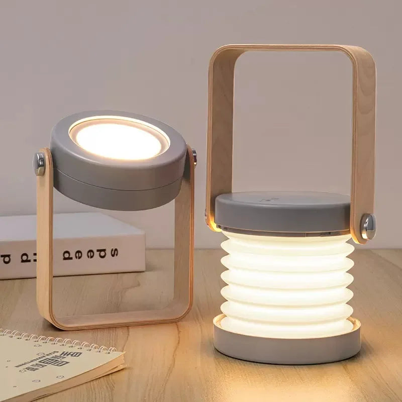 Kreative Laterne mit Holzgriff und faltbarer, wiederaufladbarer Tischlampe | Temsk