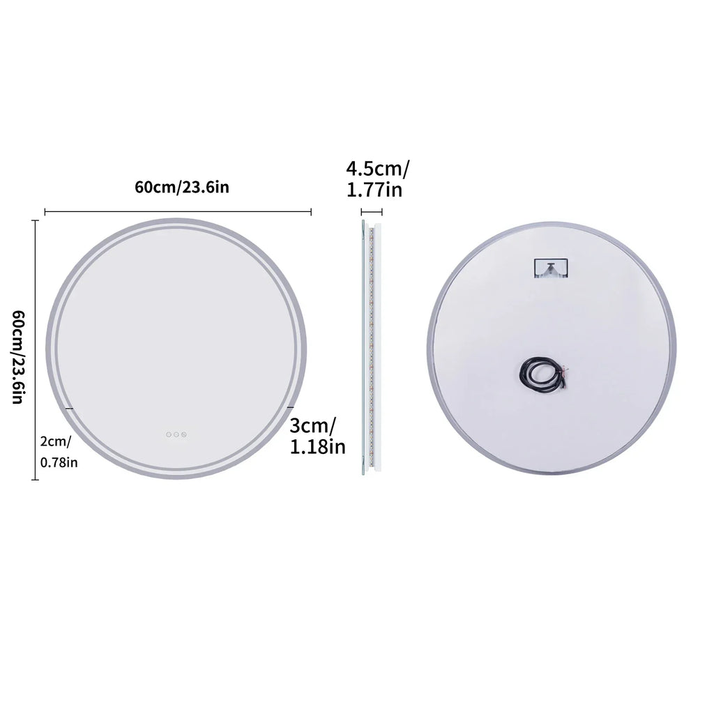 LuvoRound Rundes Badezimmerspiegel mit LED-Hintergrundbeleuchtung und dimmbarem Touchscreen | Temsk