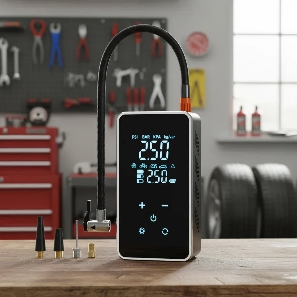 Wireless Touchscreen Air Pump With 150 PSI Portable Car And Bike Inflator | Temsk