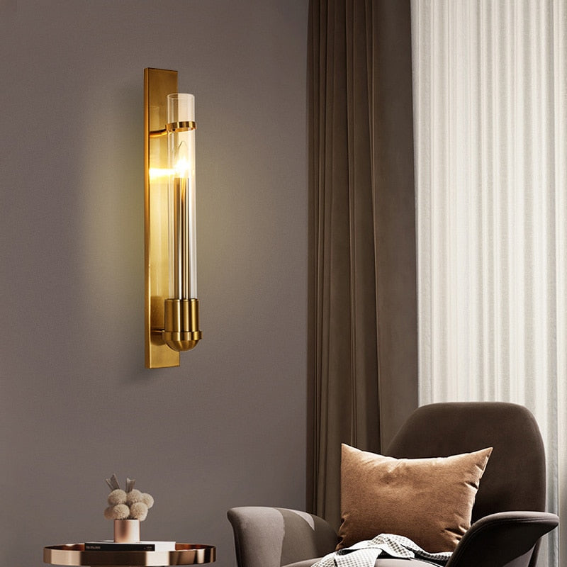 Luminor moderne LED-Wandlampe im amerikanischen Stil in goldenem Licht | Snurv | Temsk