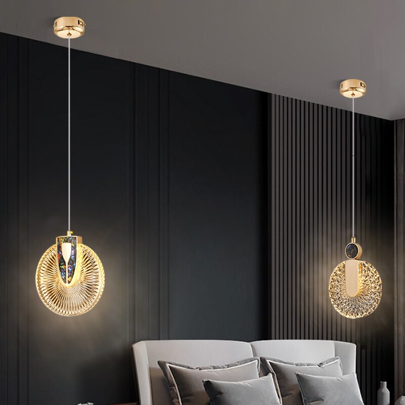 Solara Kristallrunde goldene LED-Pendelleuchte Deckenleuchte | Snurv | Temsk
