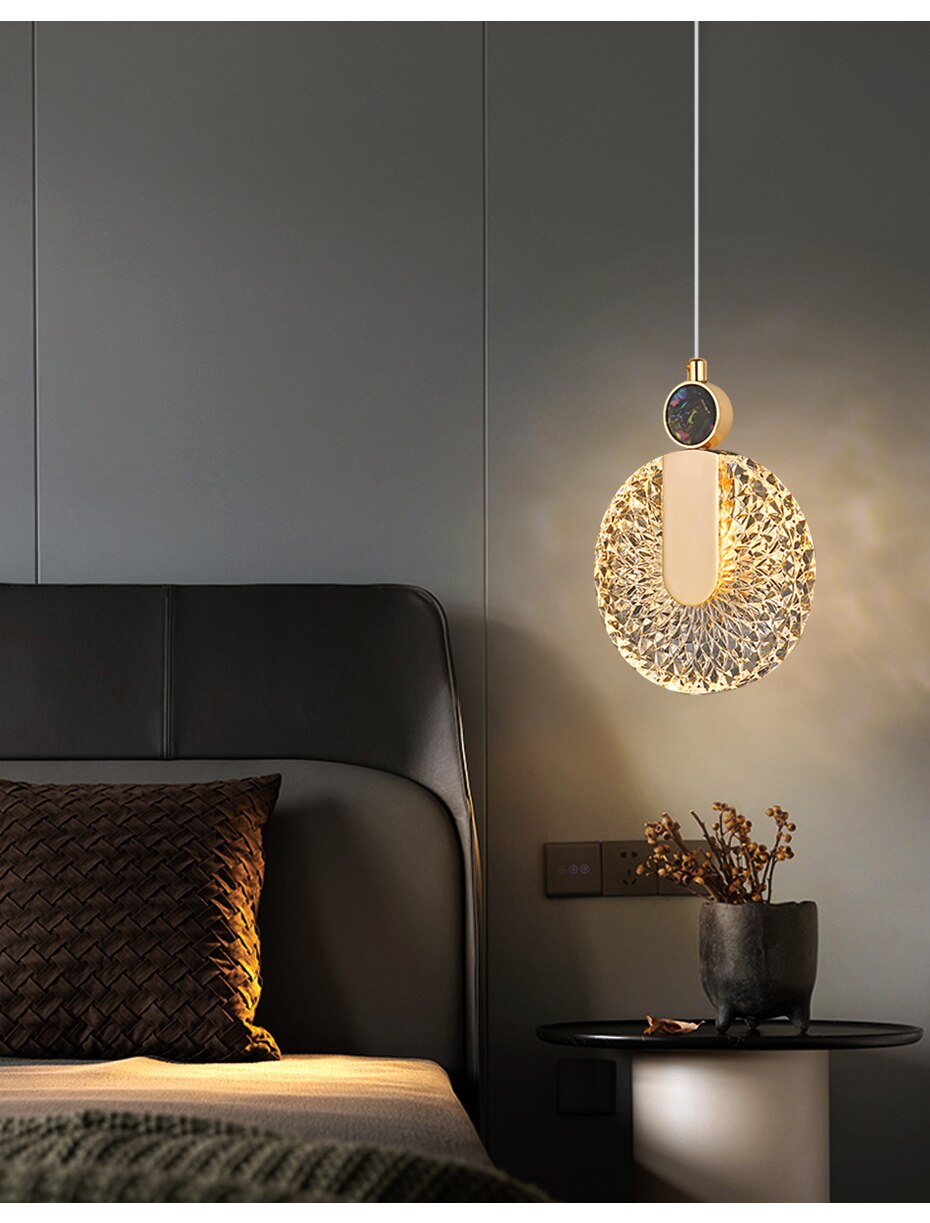 Solara Kristallrunde goldene LED-Pendelleuchte Deckenleuchte | Snurv | Temsk