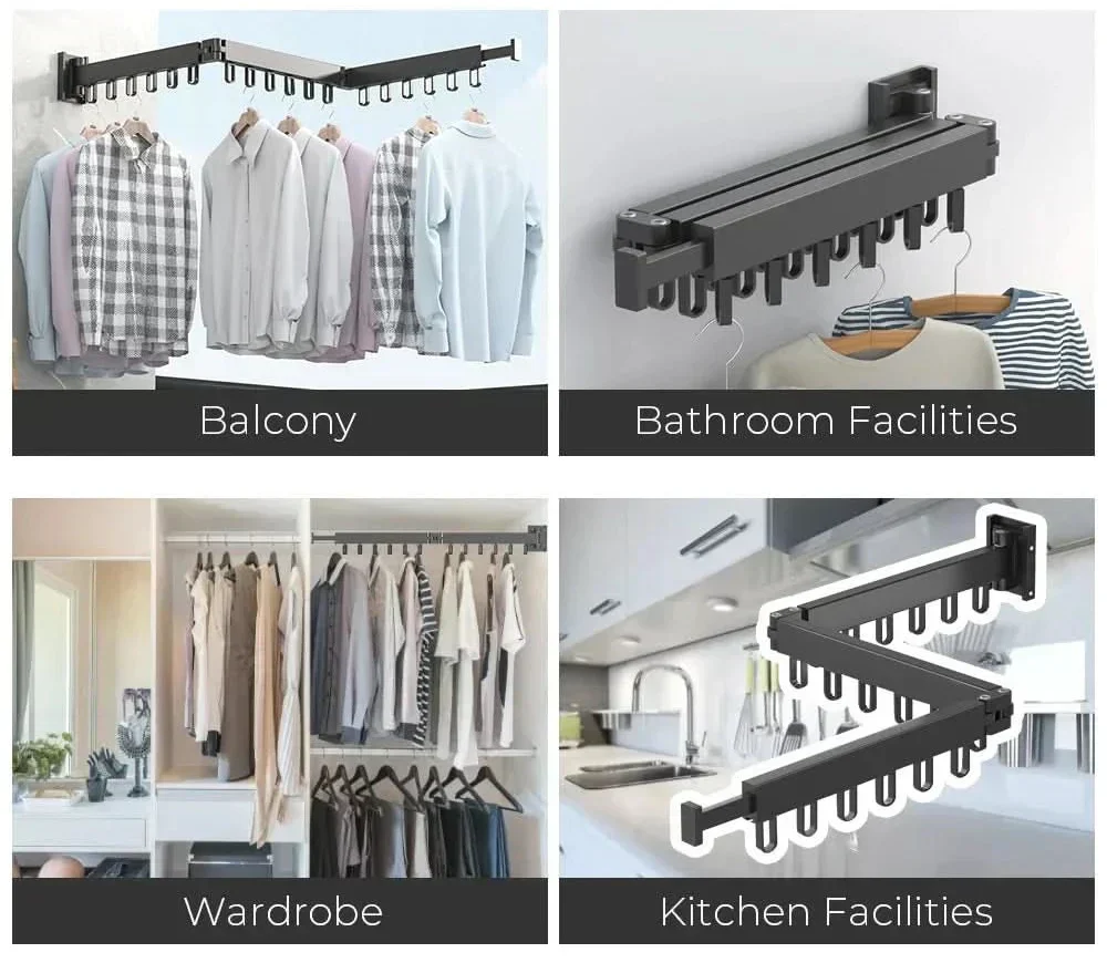 AeroLuxe Extendable Wall Mounted Aluminum Clothes Dryer | Temsk
