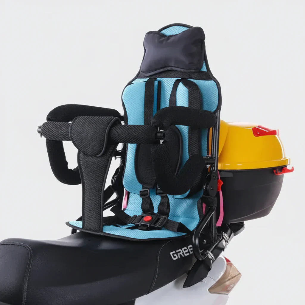 Child Motorcycle Seat With Foldable Guardrail And Rear Support | Temsk