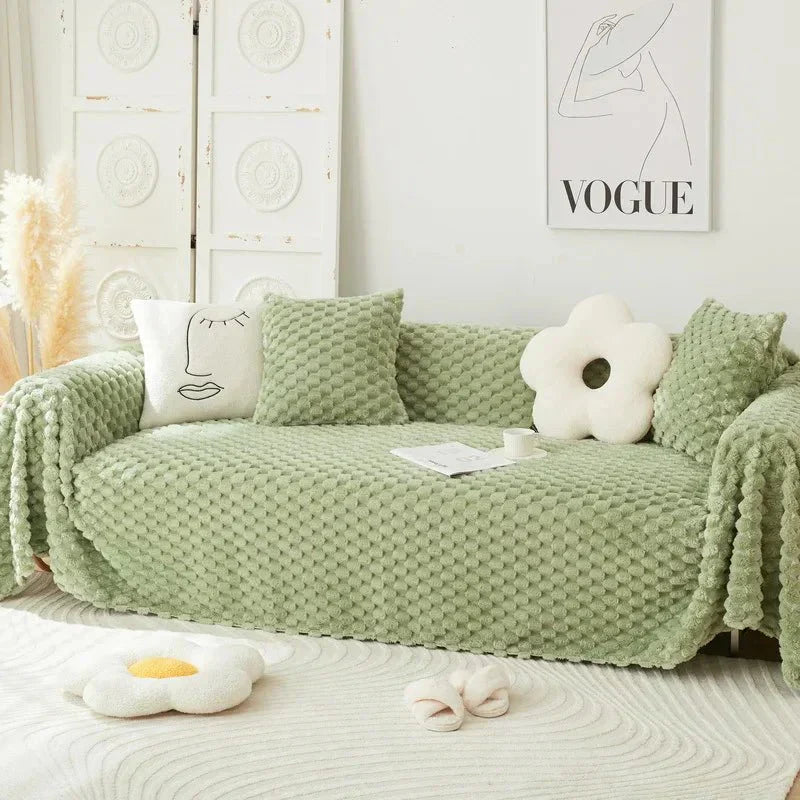 Velora Plush Chenille Sofa Cover With Anti Scratch Protection | Temsk