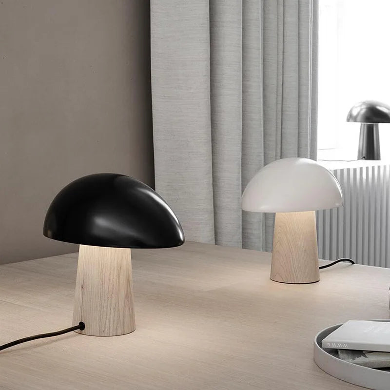 Nova Mushroom Table Lamp With Warm Wood Grain Finish | Temsk