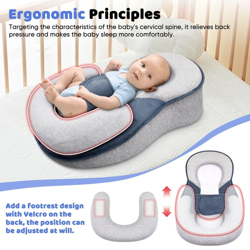 Cuscino ergonomico per neonati NurtureNest per un sonno sicuro | Temsk