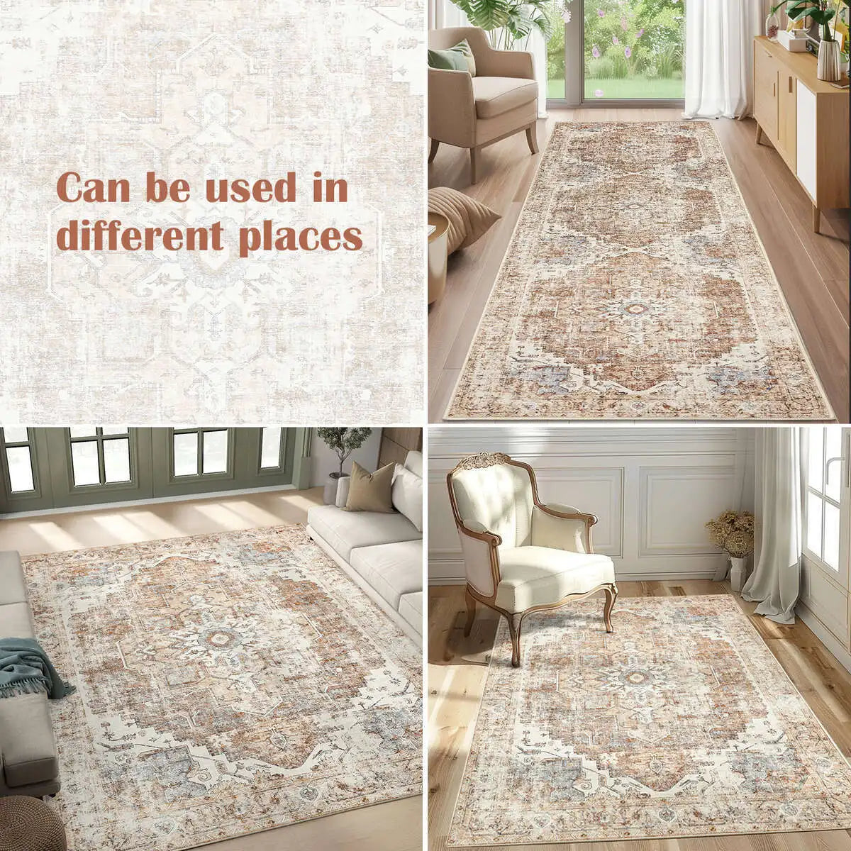 Heritage Medaillon Teppich Faltbarer Teppich Rutschfest im orientalischen Stil | Temsk