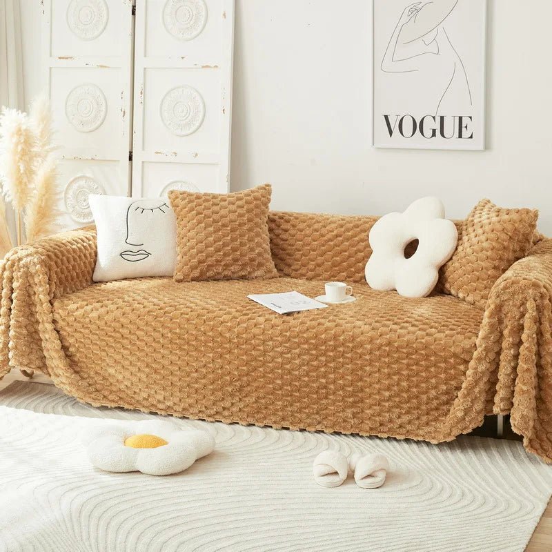 Velora Plush Chenille Sofa Cover With Anti Scratch Protection | Temsk