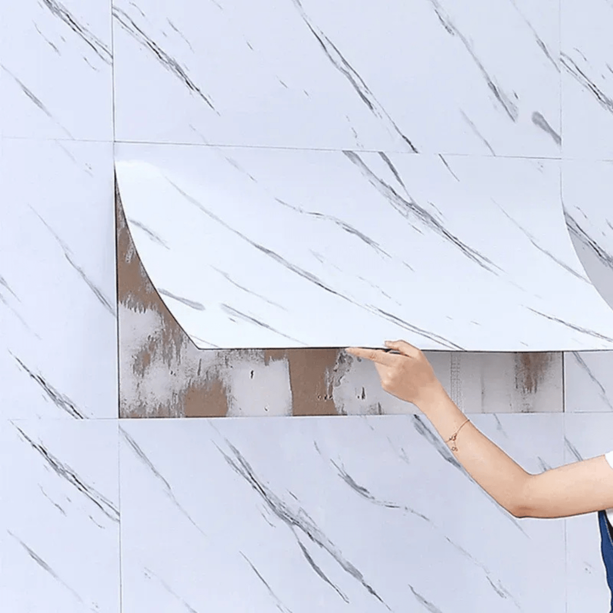 Marbello Elegant Self-Adhesive Marble PVC Floor Tiles | Temsk
