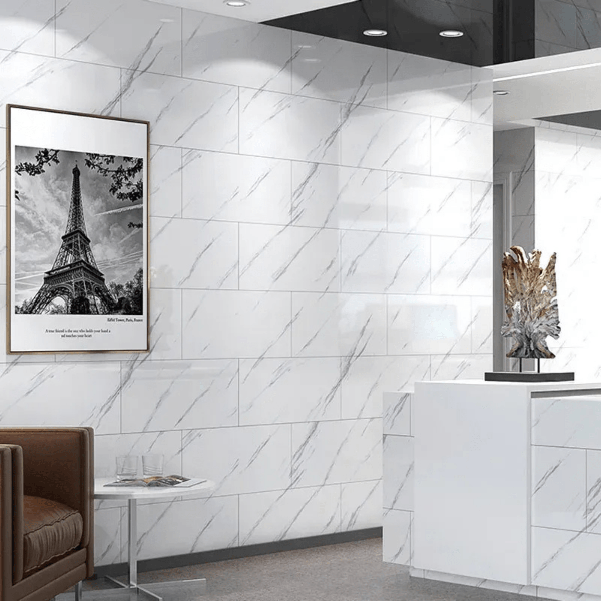 Marbello Elegant Self-Adhesive Marble PVC Floor Tiles | Temsk