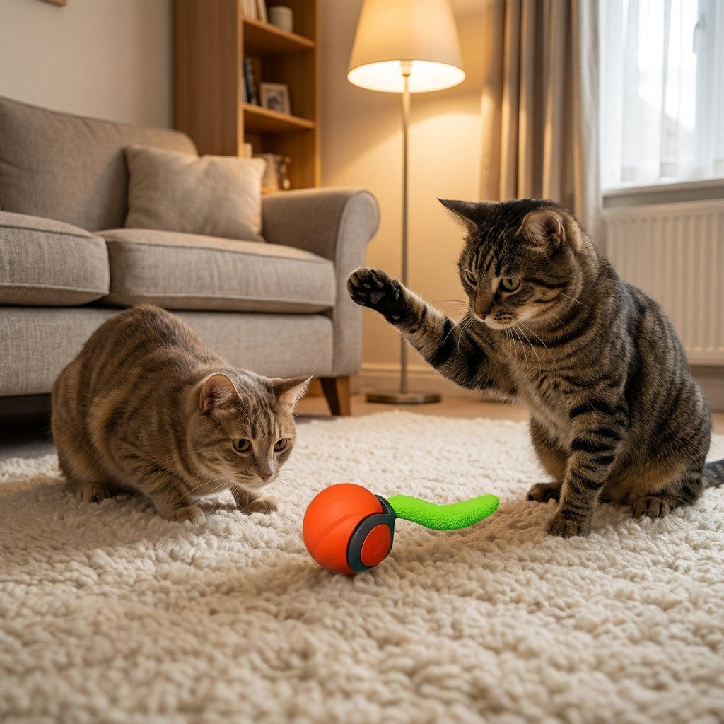 USB-C Rechargeable Self-Moving Cat Toy Ball With Motion Sensor And Paw Activation | Temsk