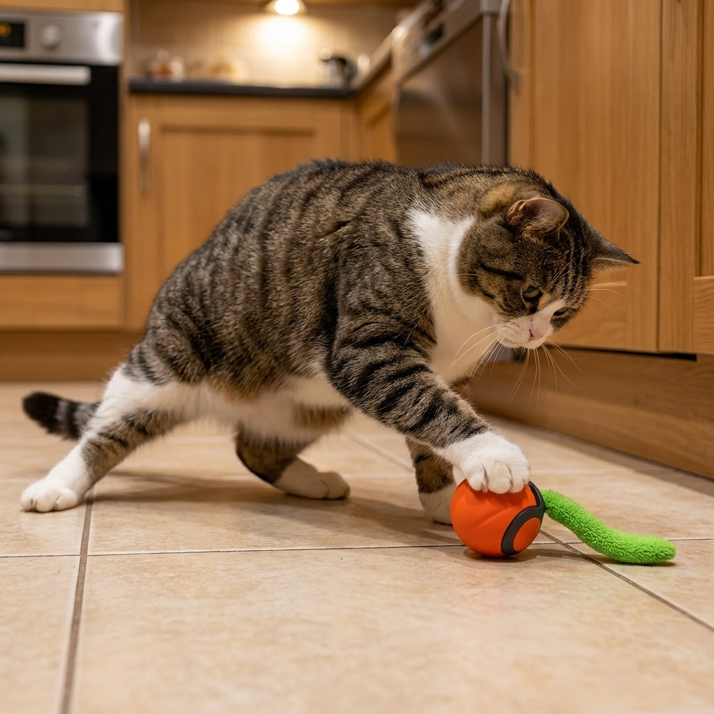 USB-C Rechargeable Self-Moving Cat Toy Ball With Motion Sensor And Paw Activation | Temsk