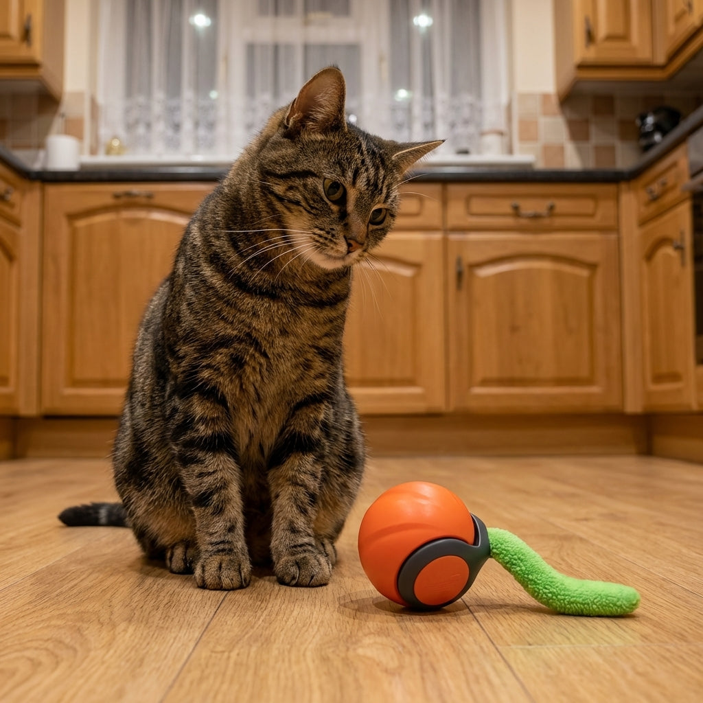 USB-C Rechargeable Self-Moving Cat Toy Ball With Motion Sensor And Paw Activation | Temsk