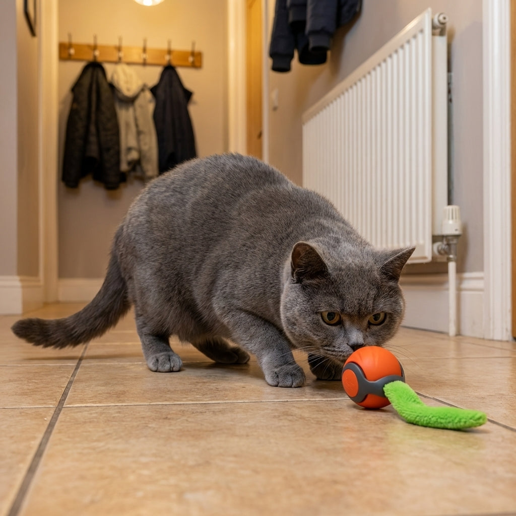 USB-C Rechargeable Self-Moving Cat Toy Ball With Motion Sensor And Paw Activation | Temsk