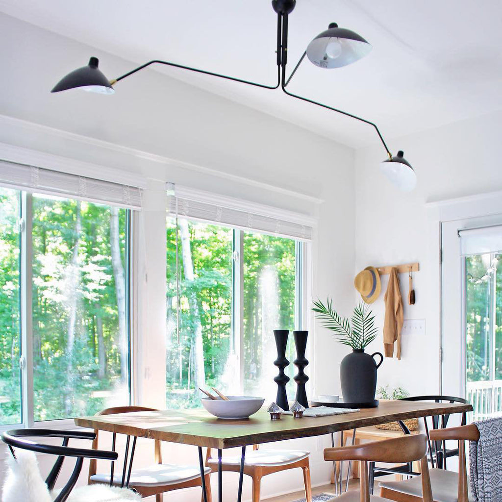 Spider Ceiling Lamp With Three Adjustable Brass Arms, Mid-Century Modern Fixture | Temsk