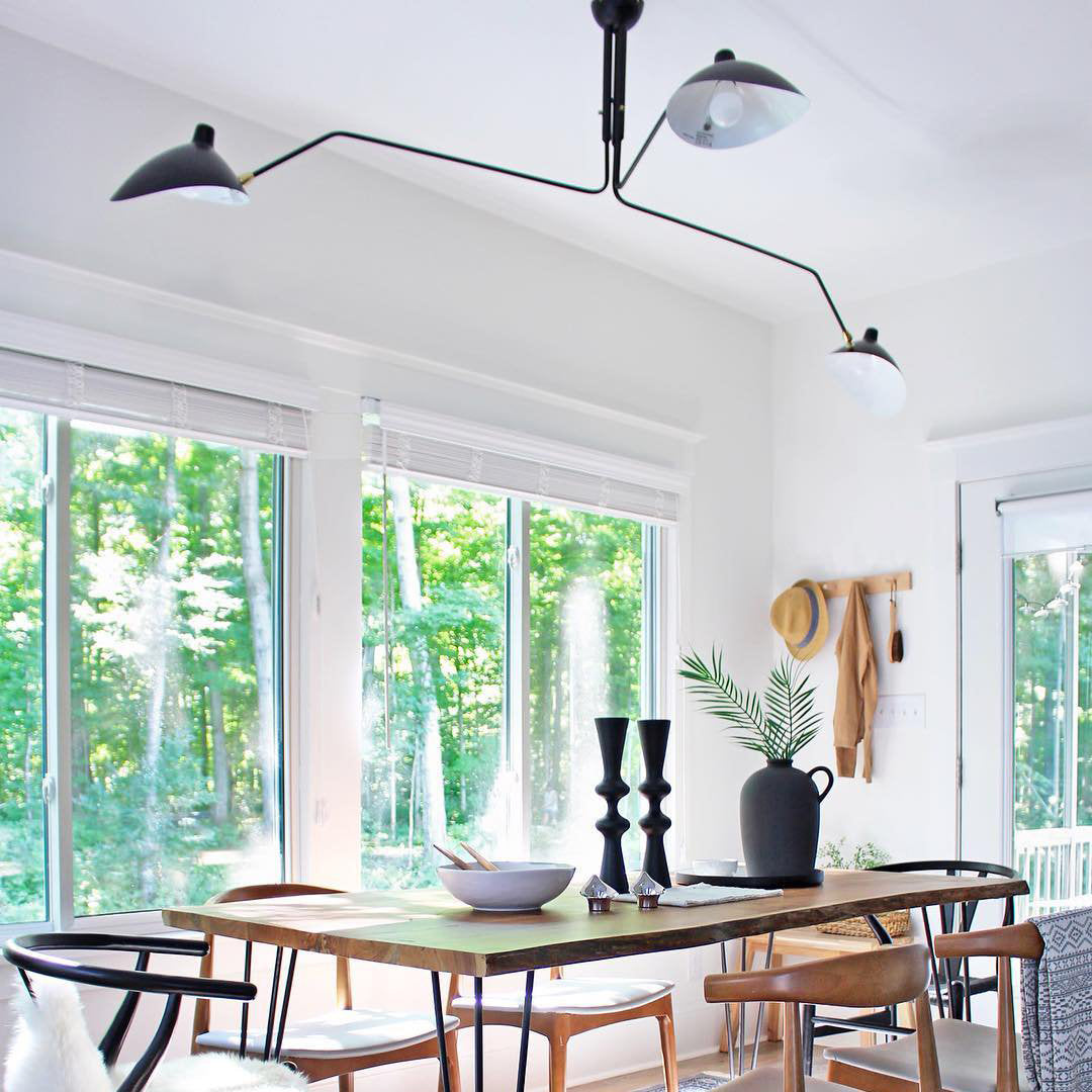 Spider Ceiling Lamp With Three Adjustable Brass Arms, Mid-Century Modern Fixture | Temsk