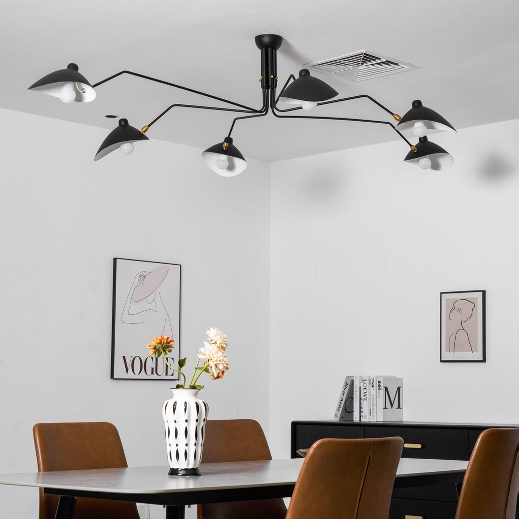 Spider Ceiling Lamp With Three Adjustable Brass Arms, Mid-Century Modern Fixture | Temsk