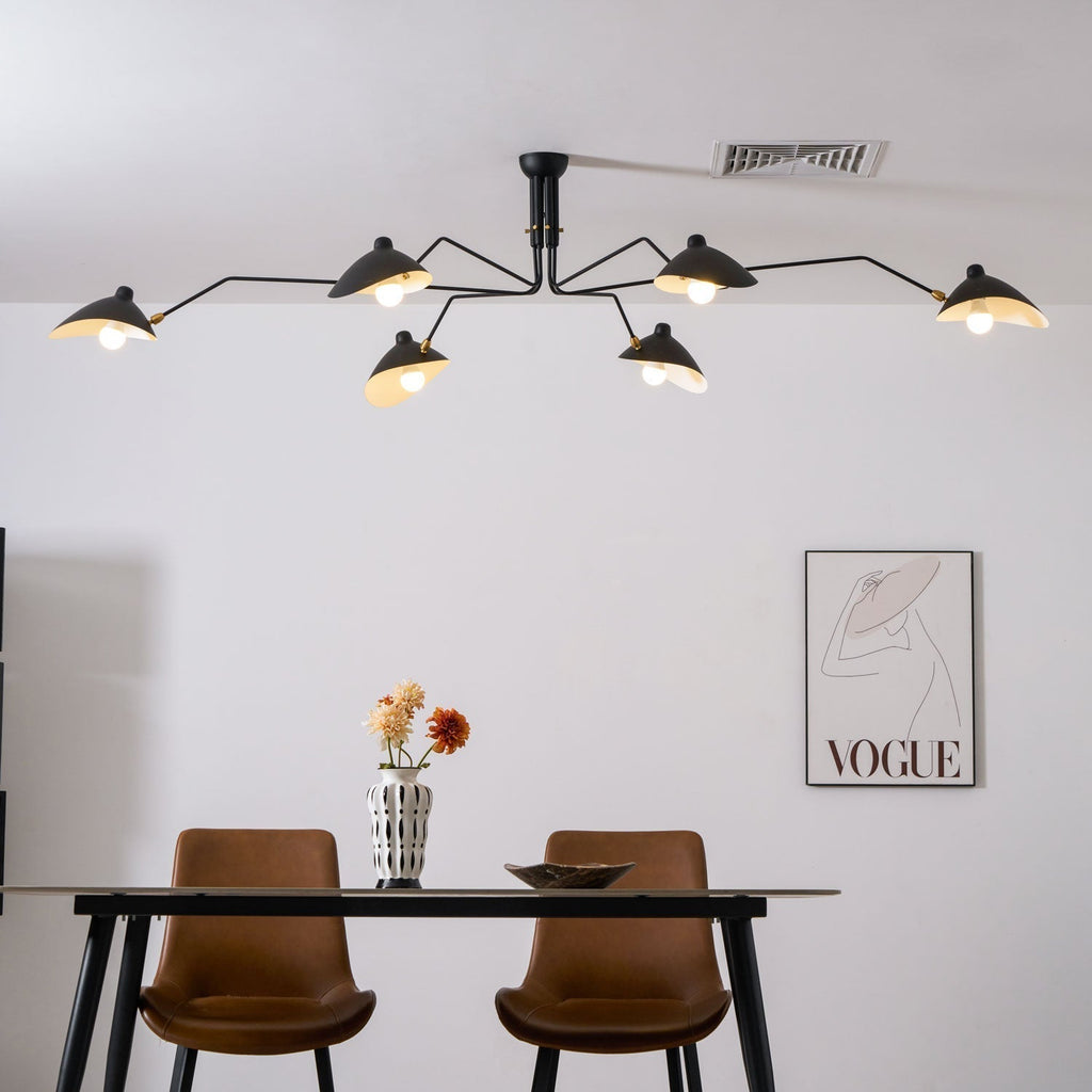 Spider Ceiling Lamp With Three Adjustable Brass Arms, Mid-Century Modern Fixture | Temsk