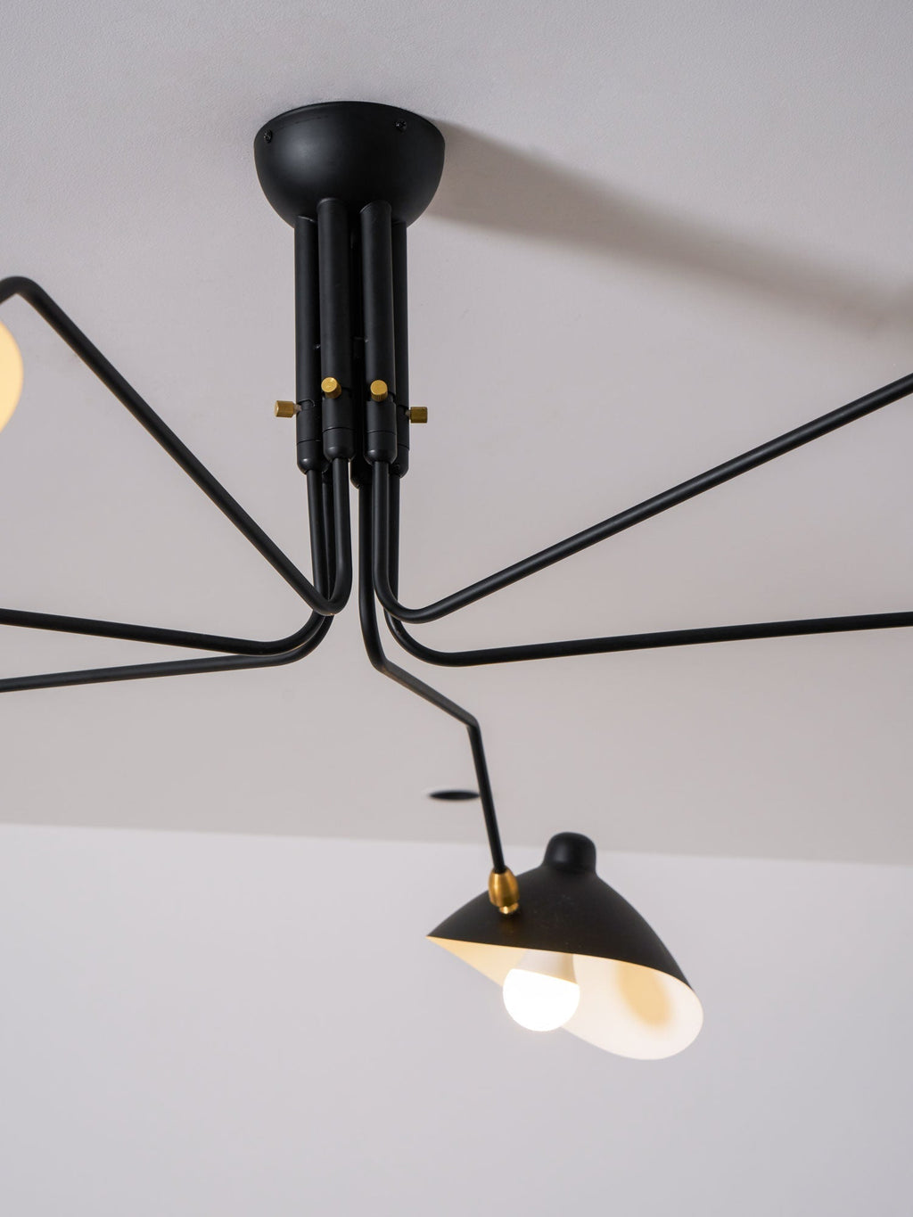 Spider Ceiling Lamp With Three Adjustable Brass Arms, Mid-Century Modern Fixture | Temsk