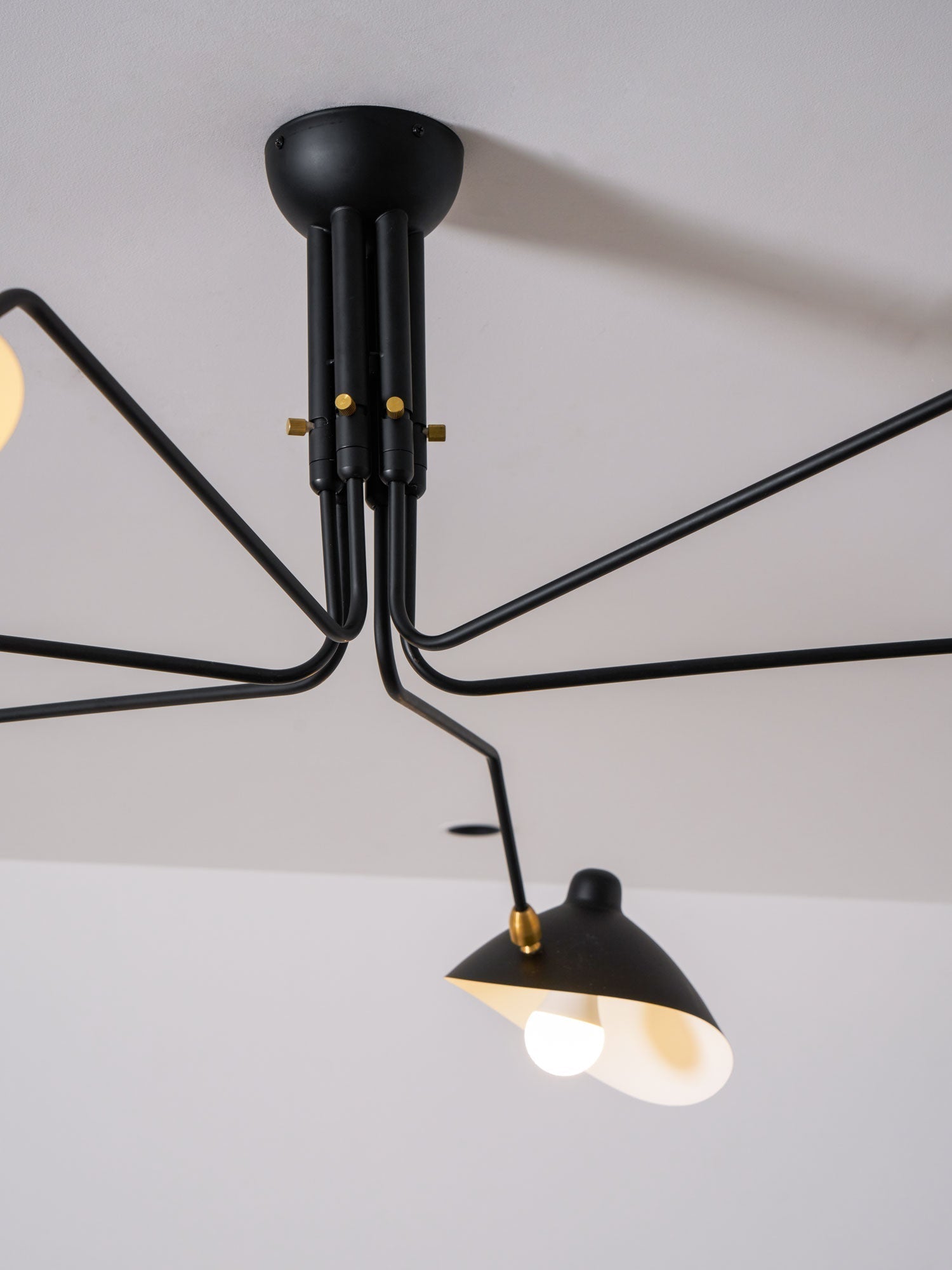 Spider Ceiling Lamp With Three Adjustable Brass Arms, Mid-Century Modern Fixture | Temsk