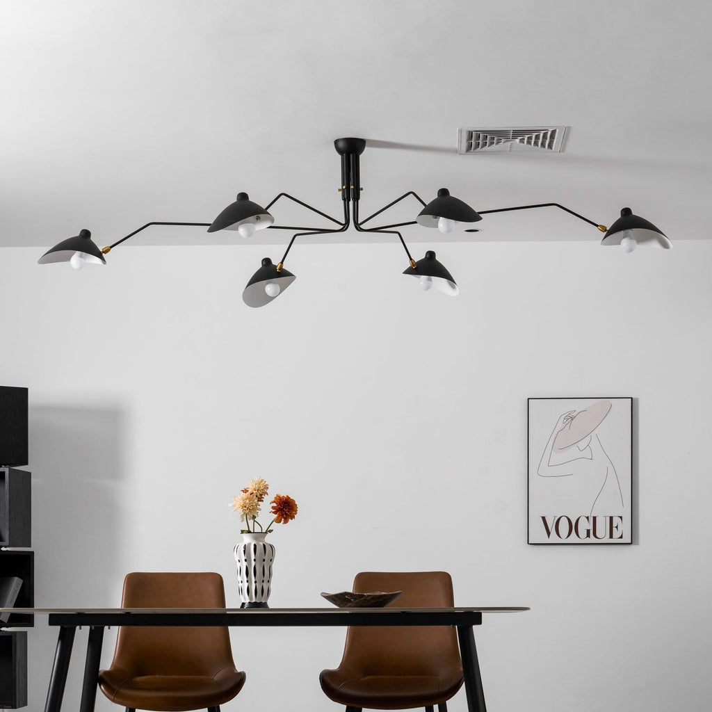 Spider Ceiling Lamp With Three Adjustable Brass Arms, Mid-Century Modern Fixture | Temsk
