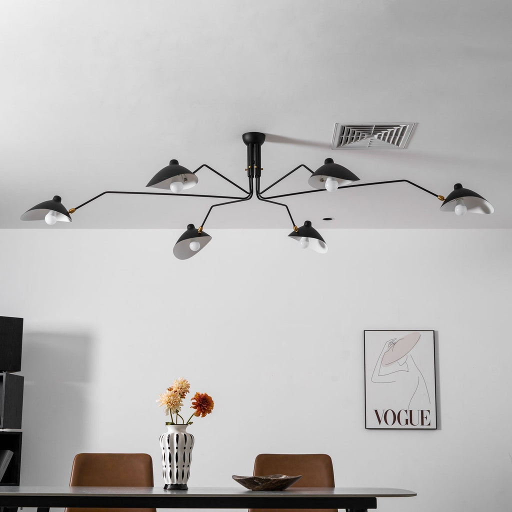 Spider Ceiling Lamp With Three Adjustable Brass Arms, Mid-Century Modern Fixture | Temsk