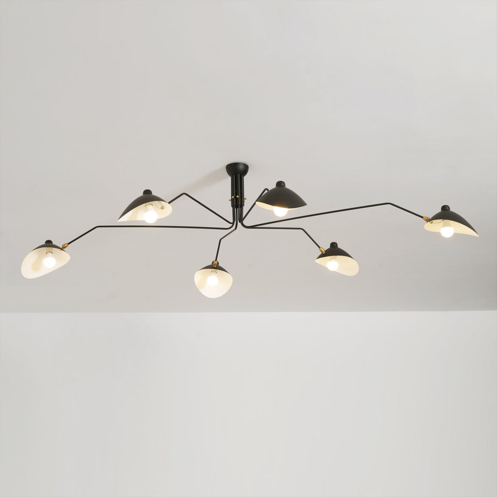 Spider Ceiling Lamp With Three Adjustable Brass Arms, Mid-Century Modern Fixture | Temsk