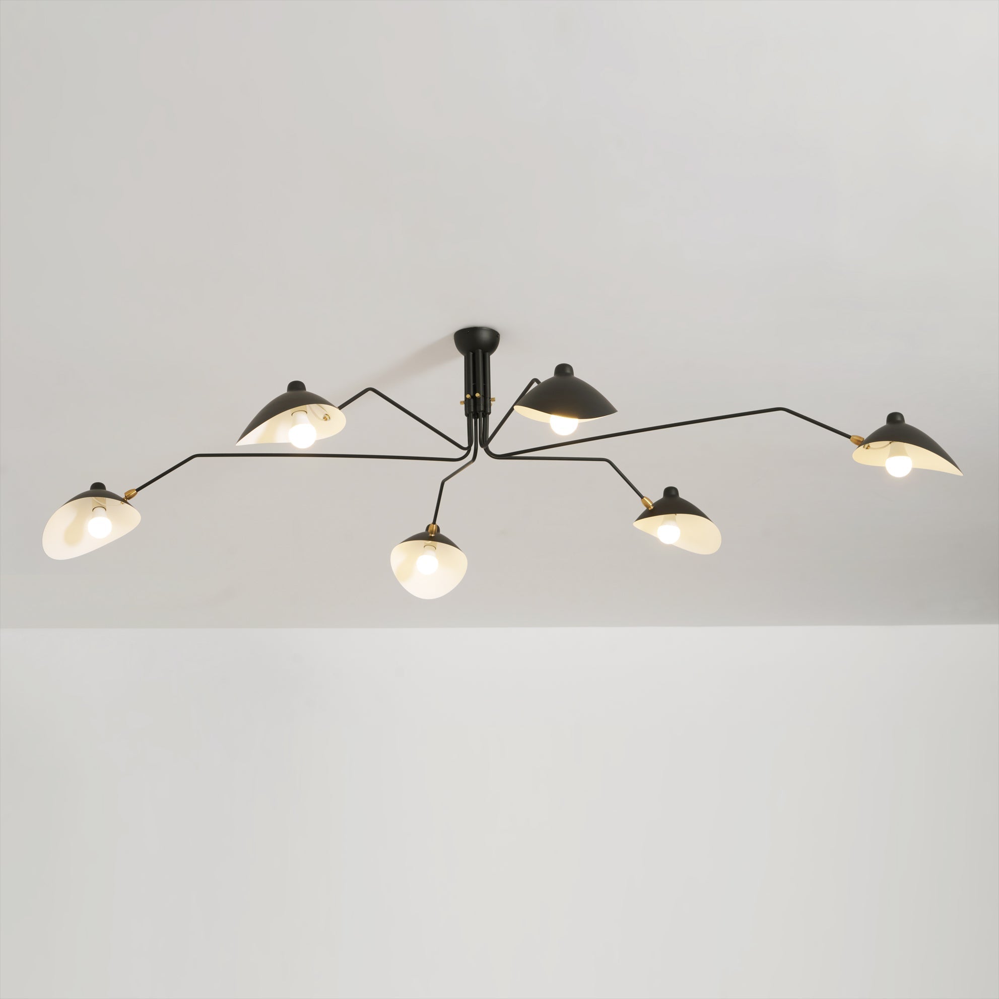 Spider Ceiling Lamp With Three Adjustable Brass Arms, Mid-Century Modern Fixture | Temsk
