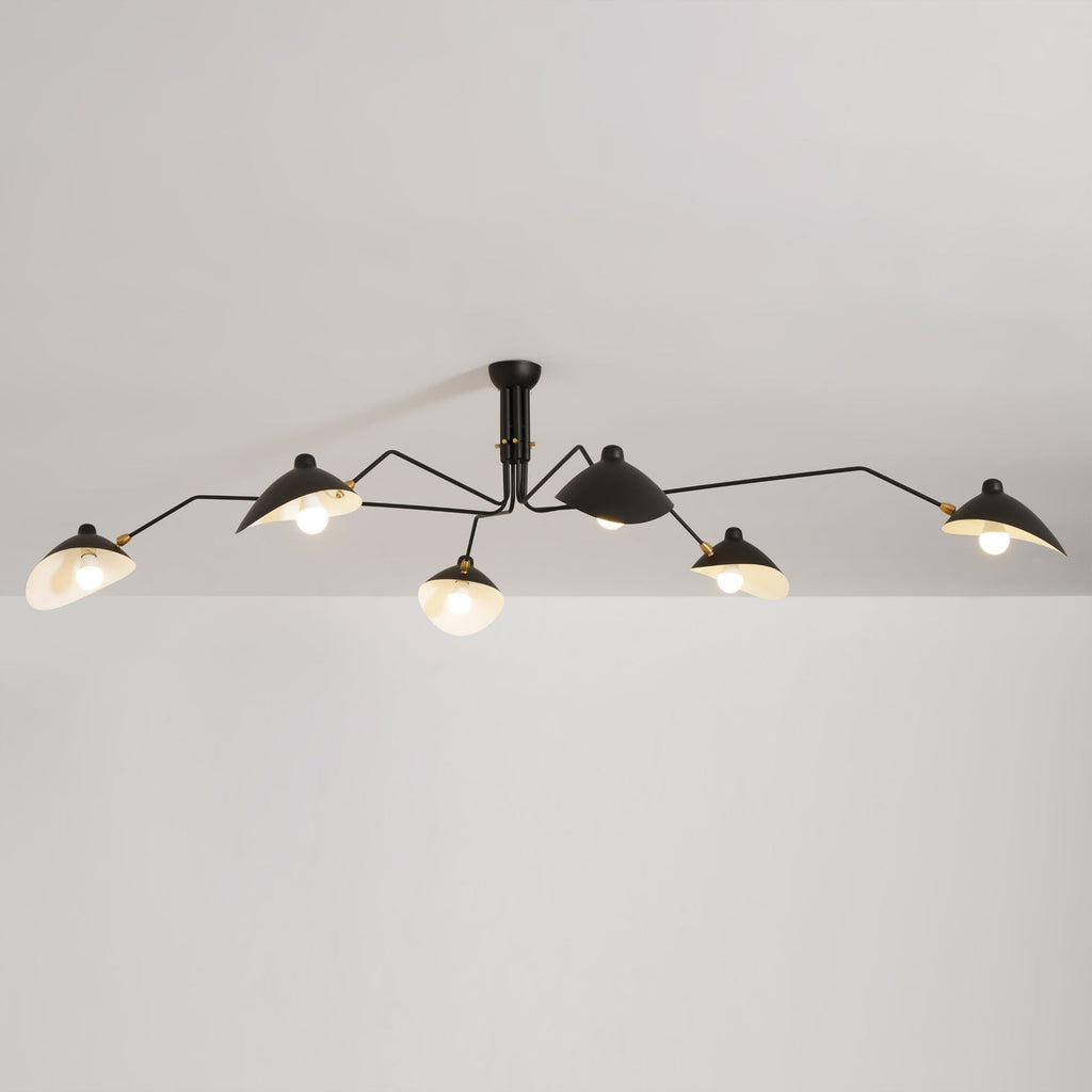 Spider Ceiling Lamp With Three Adjustable Brass Arms, Mid-Century Modern Fixture | Temsk