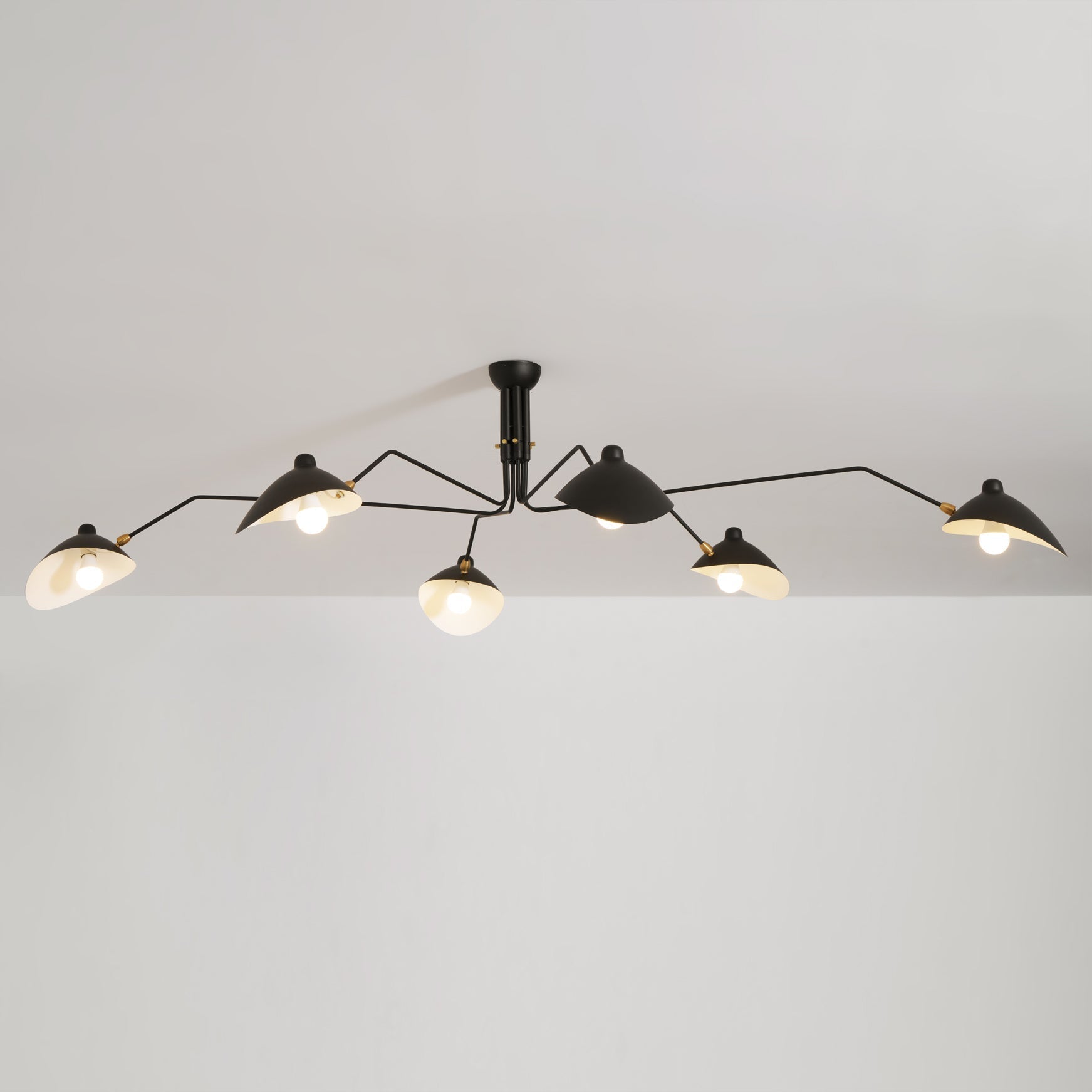 Spider Ceiling Lamp With Three Adjustable Brass Arms, Mid-Century Modern Fixture | Temsk