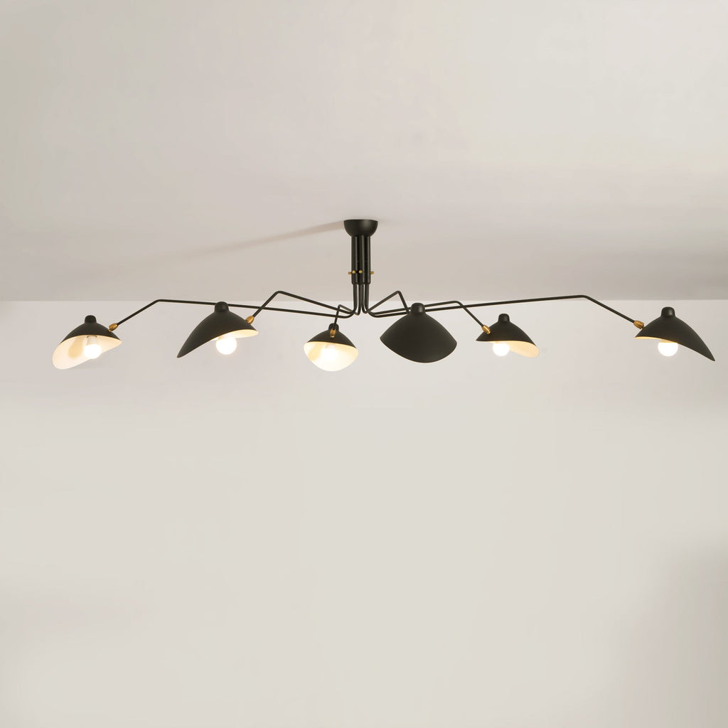 Spider Ceiling Lamp With Three Adjustable Brass Arms, Mid-Century Modern Fixture | Temsk