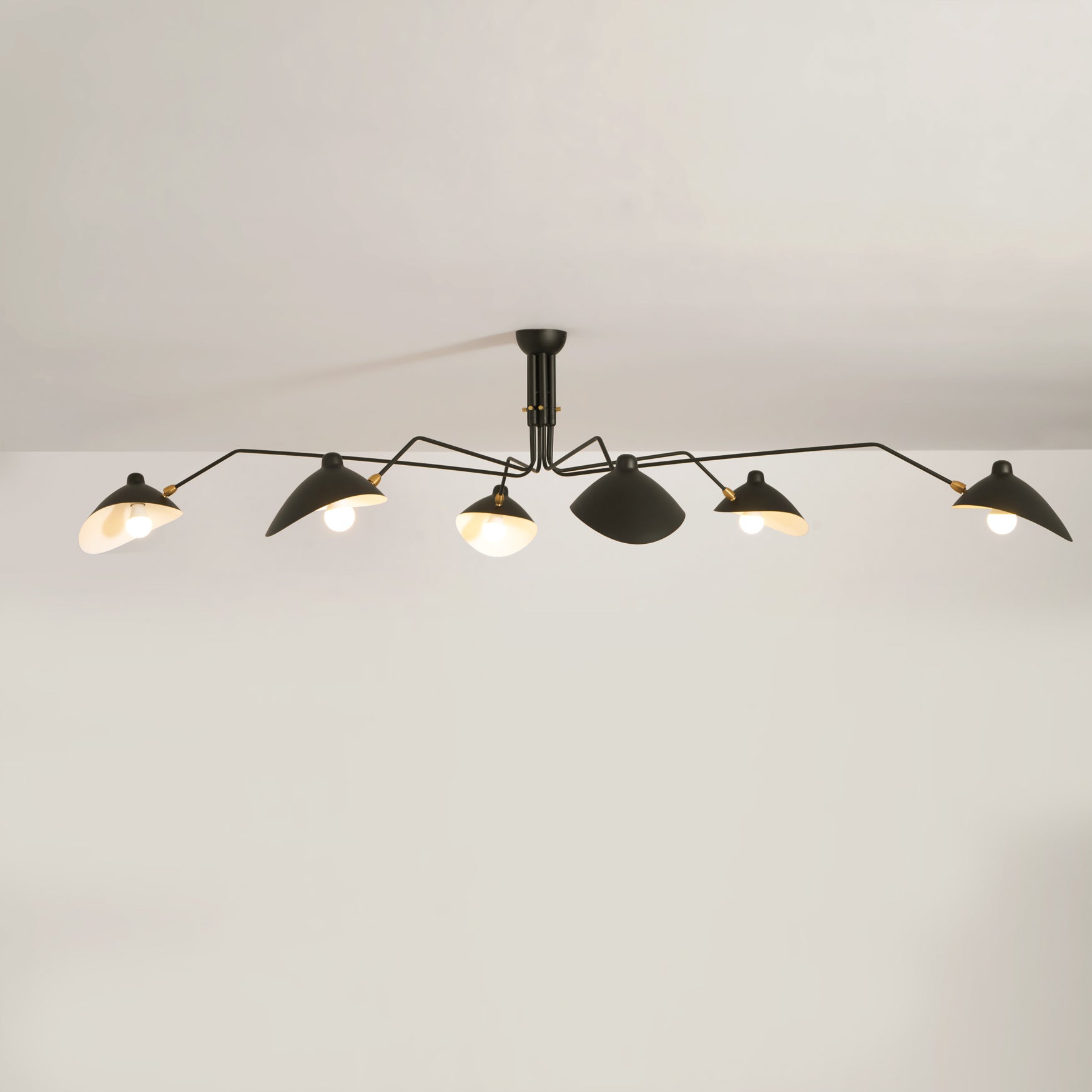 Spider Ceiling Lamp With Three Adjustable Brass Arms, Mid-Century Modern Fixture | Temsk