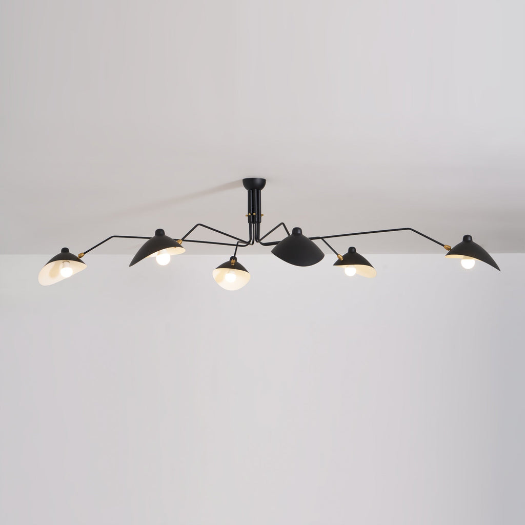 Spider Ceiling Lamp With Three Adjustable Brass Arms, Mid-Century Modern Fixture | Temsk