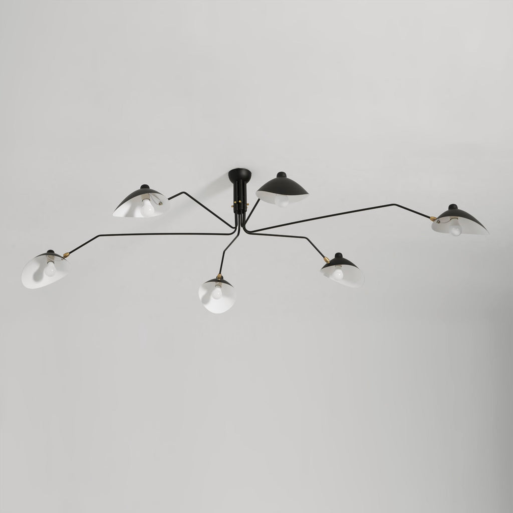 Spider Ceiling Lamp With Three Adjustable Brass Arms, Mid-Century Modern Fixture | Temsk