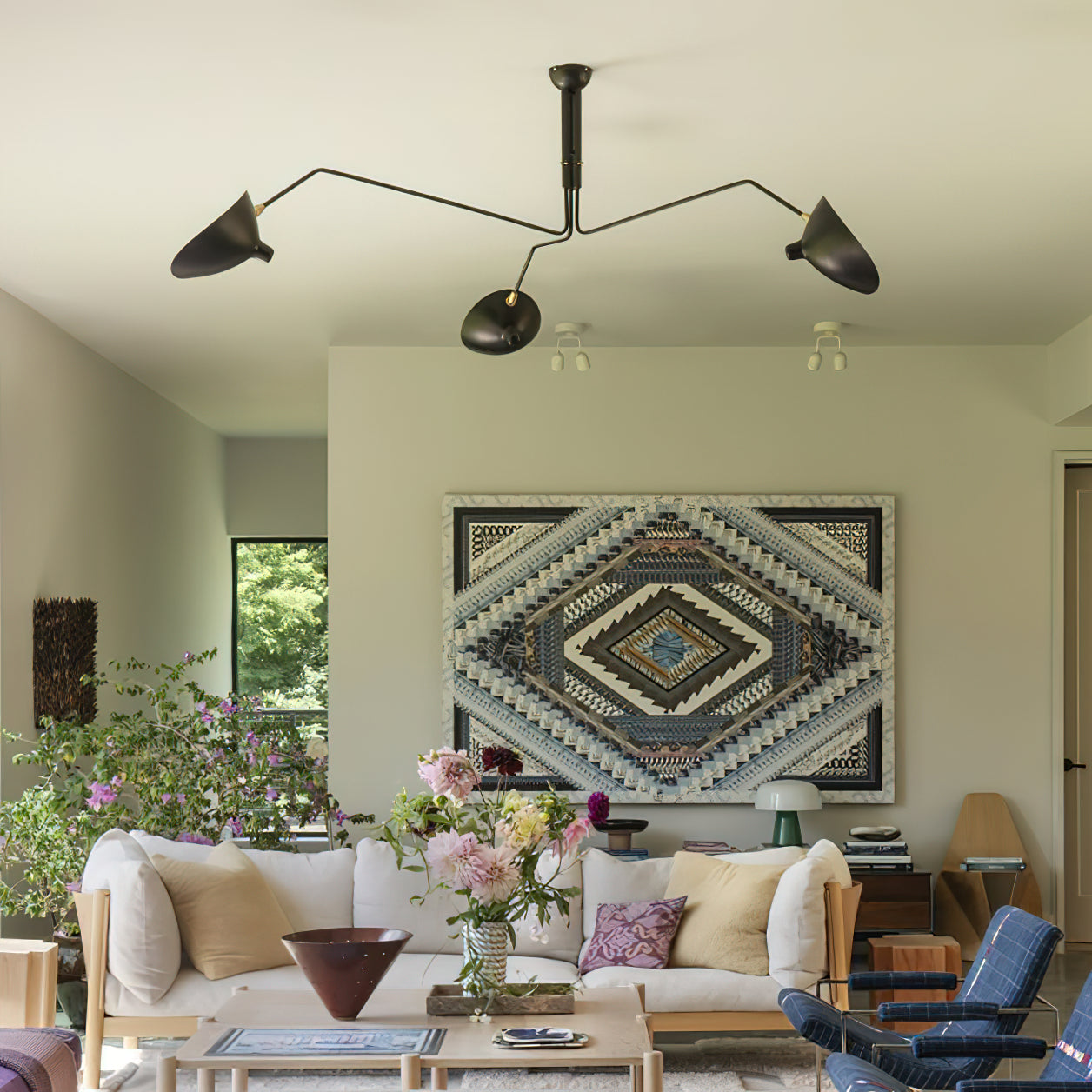 Spider Ceiling Lamp With Three Adjustable Brass Arms, Mid-Century Modern Fixture | Temsk
