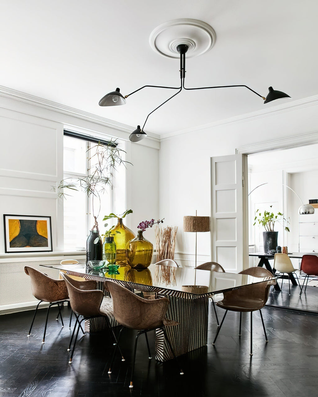 Spider Ceiling Lamp With Three Adjustable Brass Arms, Mid-Century Modern Fixture | Temsk