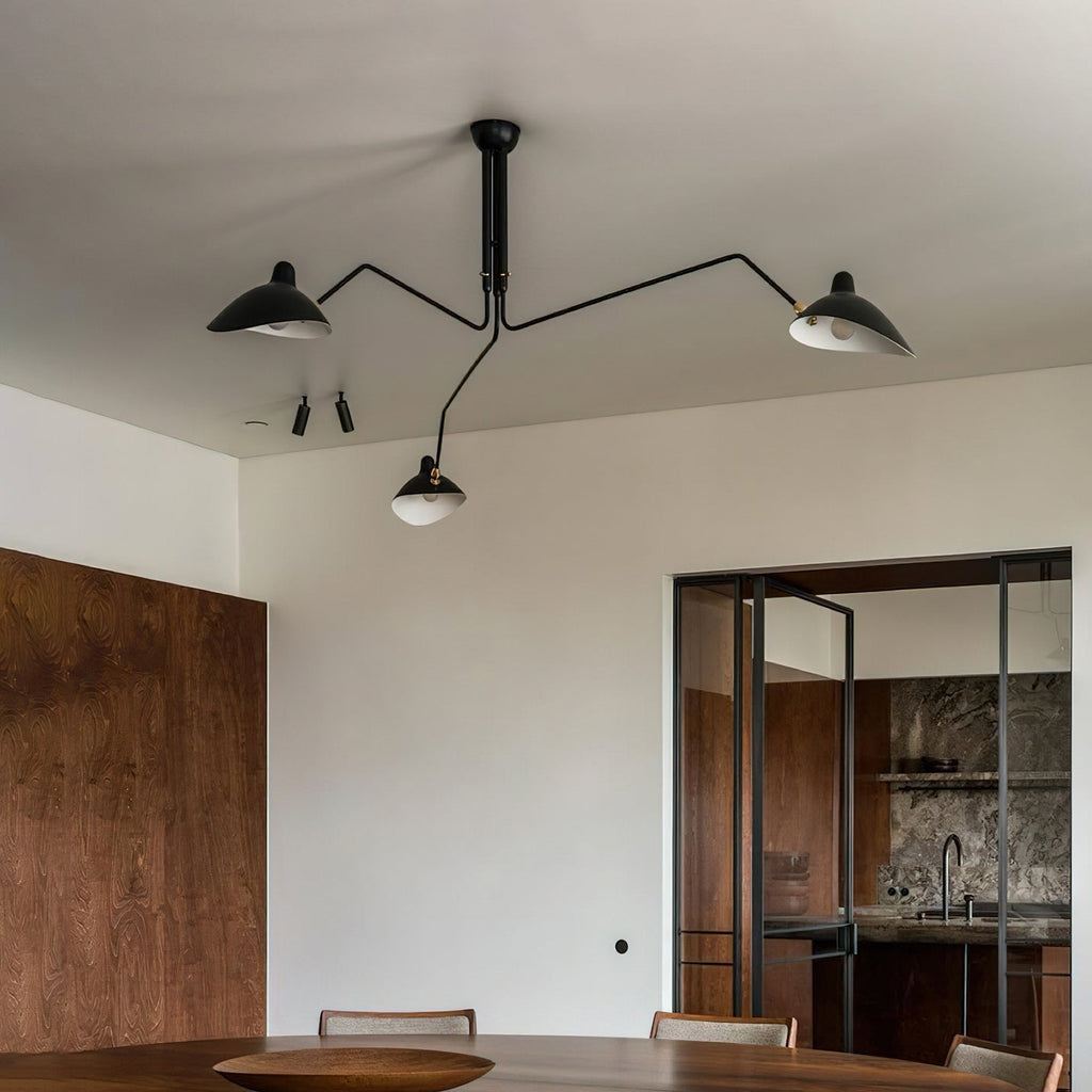 Spider Ceiling Lamp With Three Adjustable Brass Arms, Mid-Century Modern Fixture | Temsk