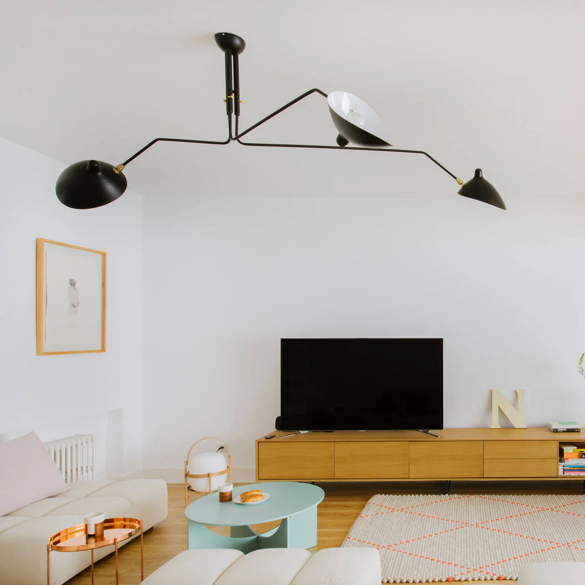 Spider Ceiling Lamp With Three Adjustable Brass Arms, Mid-Century Modern Fixture | Temsk