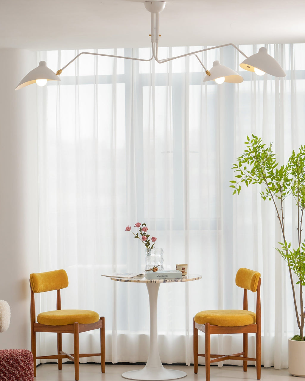 Spider Ceiling Lamp With Three Adjustable Brass Arms, Mid-Century Modern Fixture | Temsk