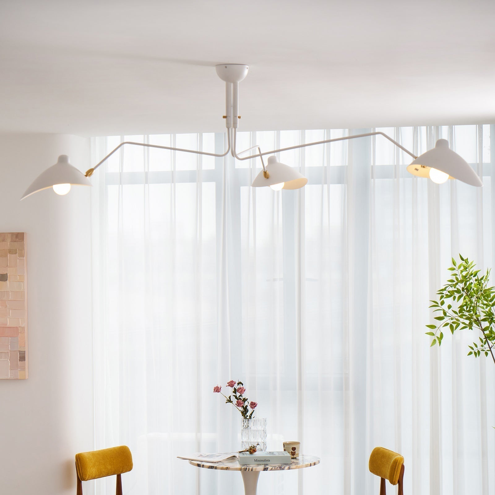 Spider Ceiling Lamp With Three Adjustable Brass Arms, Mid-Century Modern Fixture | Temsk