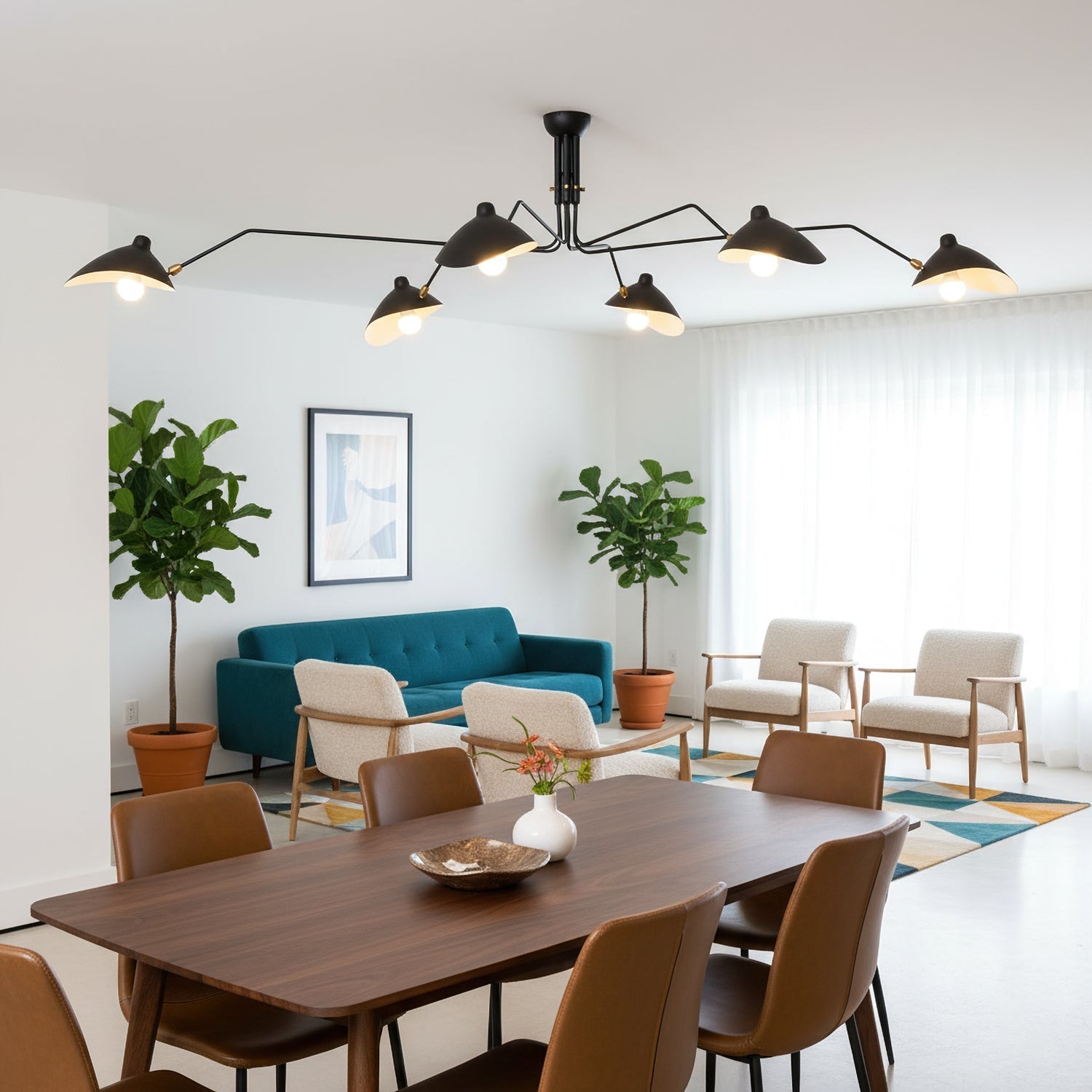 Spider Ceiling Lamp With Three Adjustable Brass Arms, Mid-Century Modern Fixture | Temsk