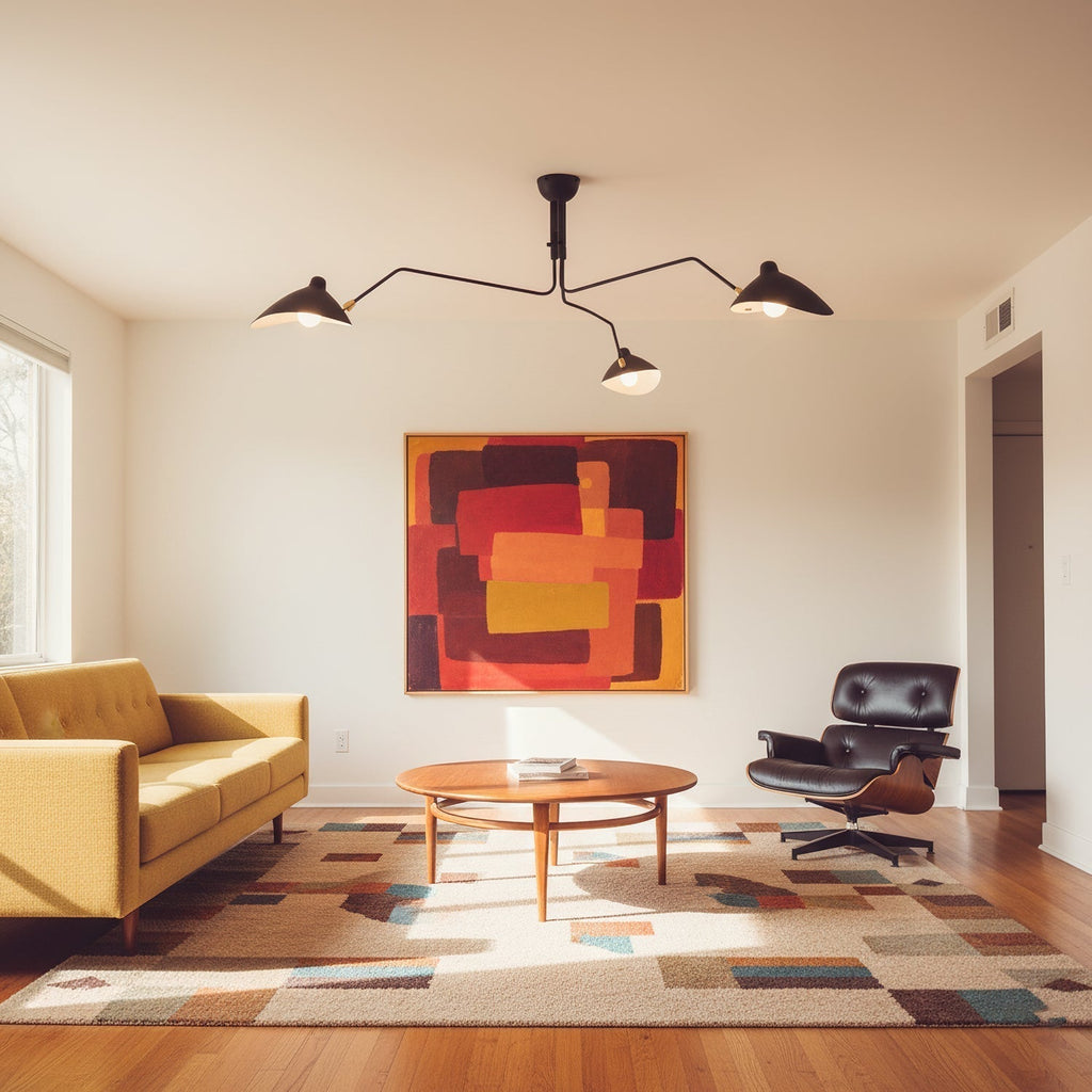 Spider Ceiling Lamp With Three Adjustable Brass Arms, Mid-Century Modern Fixture | Temsk